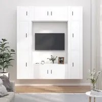 Set Mobili Porta TV 8pz Bianco in Legno Multistrato 3188638