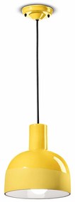 Lampadario Vintage Decò Caxixi Ceramica Giallo Limone 1 Luce E27