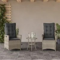 Sedie Reclinabili Giardino 2pz Cuscini Grigio Chiaro Polyrattan 365270