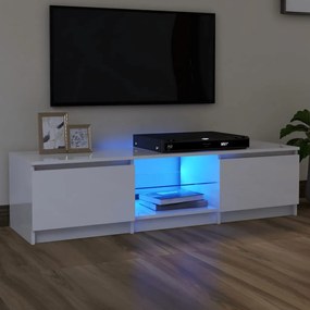 Mobile Porta Tv Con Luci Led Bianco Lucido 140x40x35,5 Cm /
