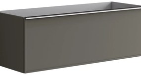 Mobile da bagno sotto lavabo Pixel frame frontale grigio carbone e maniglia alluminio brillante laccato opaco L 120 x H 40 x P 45.5 cm 2 cassetti, lavabo non incluso