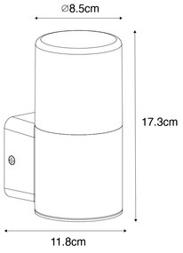 Lampada da parete esterna moderna nera con diffusore fumé IP44 - Odense