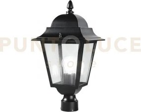 Testa palo lanterna roma nera con cassa di connessione ip44 1 luce ...