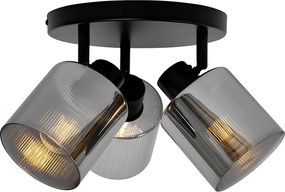 Faretto da soffitto smart nero con vetro fumé rotondo orientabile incl. 3 Wifi A60 - Laura