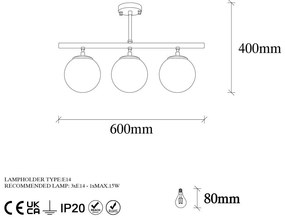 Plafoniera color bronzo con paralume in vetro ø 15 cm Atmaca – Opviq lights