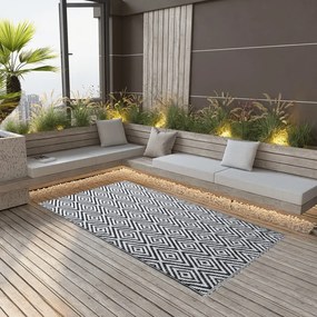 Tappeto Da Esterni Arakıl Bianco E Nero 160x230 Cm İn Pp /