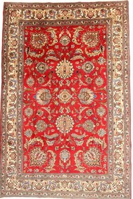 Tabriz Tappeto 220 x 340 Rosso (Iran) Annodato A Mano
