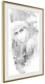 Poster  Mysterious Look (Grey)  Cornice Quadri Cornice d'oro con passe-partout, Larghezza x Altezza Home decor 20x30