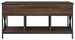 Tavolino salotto rovere marrone 100x55x50cm multistrato metallo