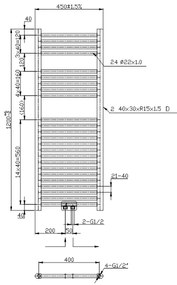 Novaservis - Scaldasalviette a scaletta per bagno 490W/230V 120x45 cm, nero, dritto