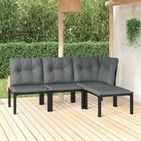 Set Salotto da Giardino 4 pz Nero e Grigio in Polyrattan 3187743