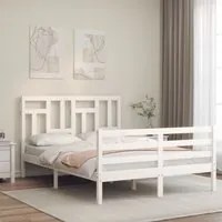 Giroletto con Testiera Bianco 140x190 cm in Legno Massello 3194942