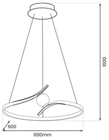 Lampadario LED a sospensione con filo PERLA LED/34W/230V nero