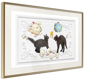 Poster  Cat Fight  Cornice Quadri Cornice d'oro con passe-partout, Larghezza x Altezza Home decor 30x20