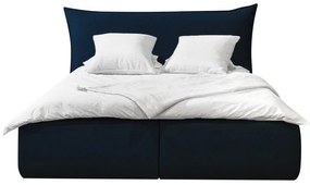 Letto matrimoniale imbottito blu scuro con contenitore con griglia 160x200 cm Jade - Bobochic Paris