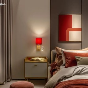 Brilagi - Applique a LED NUBILA WOOD 1xE27/25W/230V + LED/3W quercia/rosso