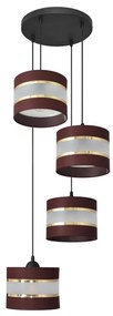 Lampadario a sospensione con filo HELEN 4xE27/15W/230V marrone/nero/oro