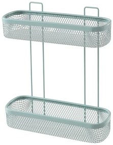 Mensola bagno rettangolare verde acqua in acciaio con 2 ripiani – Taki