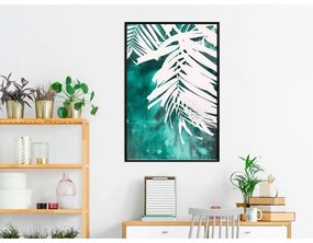 Poster White Palm on Teal Background