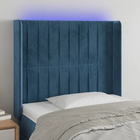 Testiera A Led Blu Scuro 103x16x118/128 Cm İn Velluto /
