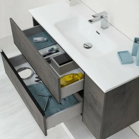 Mobile Bagno Sospeso Effetto Pietra Oxid 90 cm Industrial