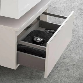Mobile bagno sospeso 60 cm grigio perla lavabo 120 destro e specchio LED Iside