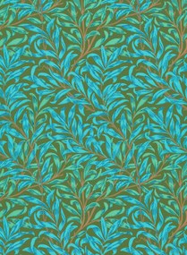 Morris & Co Carta da parati Willow Bough - Olive/ Turquoise