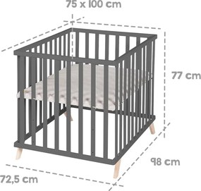 Box in legno di faggio grigio scuro 75x100 cm Lil Planet - Roba