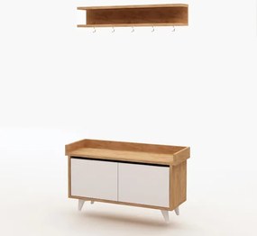 Appendiabiti ARASSO 18,8x80 cm + scarpiera 60x90 bianco/marrone