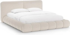 Letto matrimoniale imbottito beige con contenitore con rete inclusa 180x200 cm Solange – Micadoni