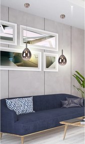 Lampadario LED grigio con paralume in vetro Lukka – Candellux Lighting