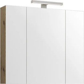 Specchiera bagno 80 cm a tre ante in rovere naturale | LAC-EFESTO-80 - KAMALU