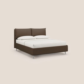 Elsa letto imbottito con vano contenitore in tessuto smacchiabile T05 marrone