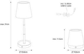Globo 58446S - Lampada da tavolo LED dimmerabile a sfioramento ricaricabile CARLOS LED/1,2W/3V 1200 mAh