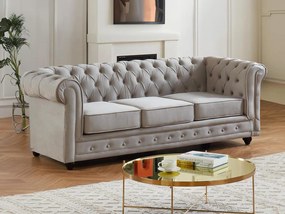 Divano CHESTERFIELD 3 posti in velluto Grigio
