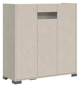 Madia e Credenza alta con Porta TV Riflesso bianco lucido e cashmere, Cashmere / Credenza alta / 3