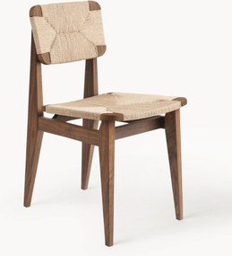 Sedia in legno in legno di noce con seduta intrecciata C-Chair