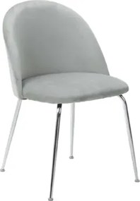 Sedia da pranzo in velluto Grigio Chiaro con gambe in metallo Cromo - PARIS 2 sedie