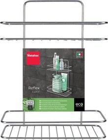 Mensola da bagno da appendere/senza foratura color argento lucido in acciaio Luxy – Metaltex