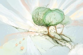 Carta da parati – Alberi su Campo Pastello
