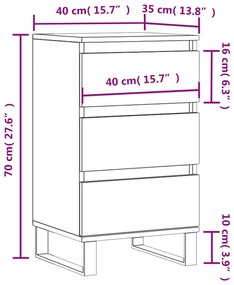 Credenza Rovere Marrone 40x35x70 cm in Legno Multistrato