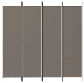 Divisorio a 4 pannelli antracite 200x200 cm tessuto