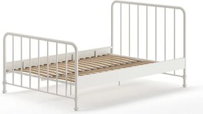 Letto singolo bianco in metallo con rete 140x200 cm BRONXX - Vipack