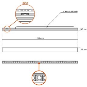 Lampada Lineare LED Sospesa 40W 120cm con driver Philips Bianca o nera Colore Bianco Variabile CCT, Colore del corpo Nero