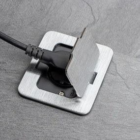 Brilagi - Presa a pavimento da incasso per esterni IP55 cromato opaco rettangolare