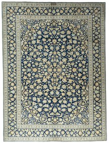 Kashan Tappeto 420 x 310 Blu (Iran) Annodato A Mano