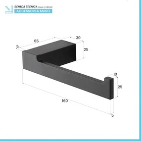 Set accessori bagno da muro 4 pezzi in alluminio nero Sky