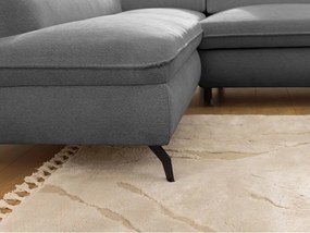 Divano angolare grigio (con penisola a sinistra/a L) con rivestimento in ciniglia Marbeya – Ropez