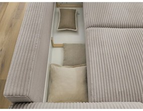 Divano in grigio chiaro/beige allungabile con rivestimento in velluto a coste 257 cm Lucien – Bobochic Paris