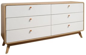 Cassettiera bassa bianca con effetto rovere 150x74 cm Caitlin - Støraa